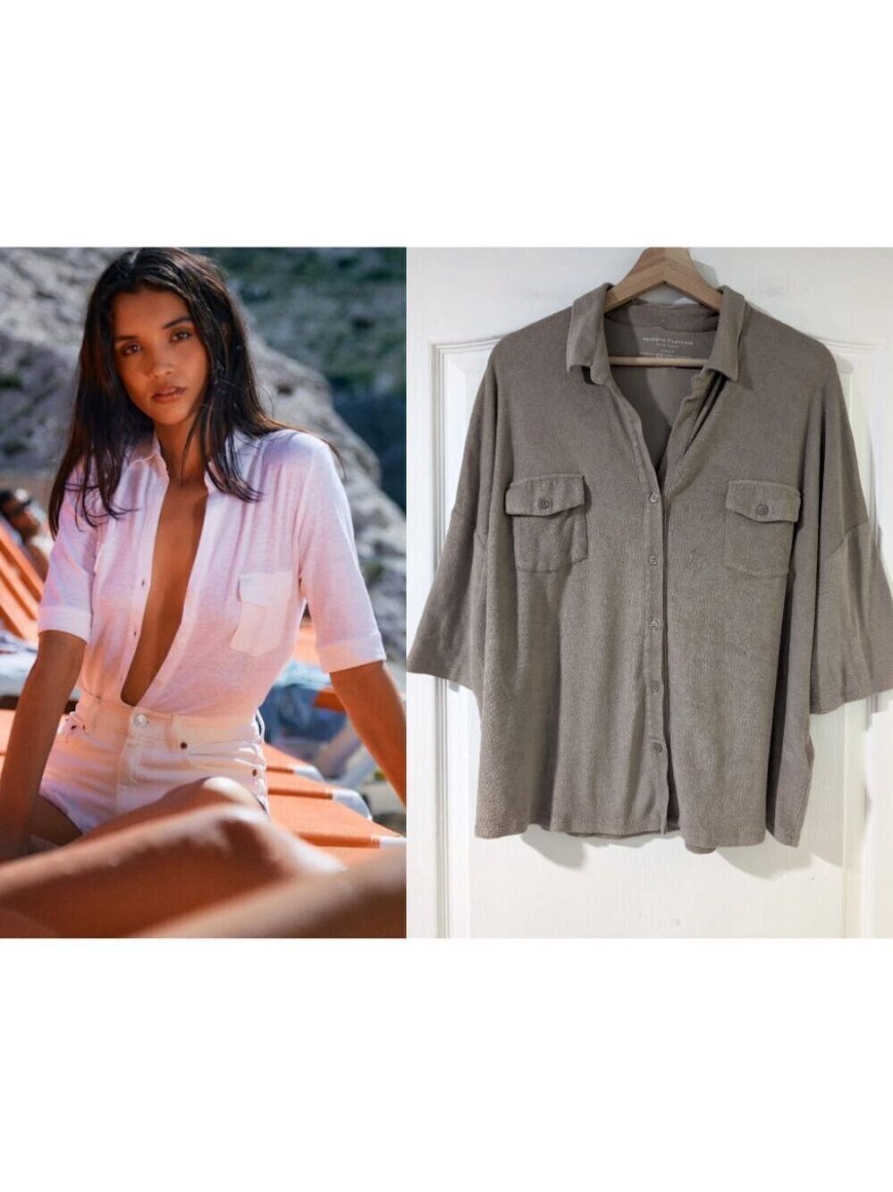 NEW Majestic Filatures | French Terry Drop-Shoulder Shirt In Sand